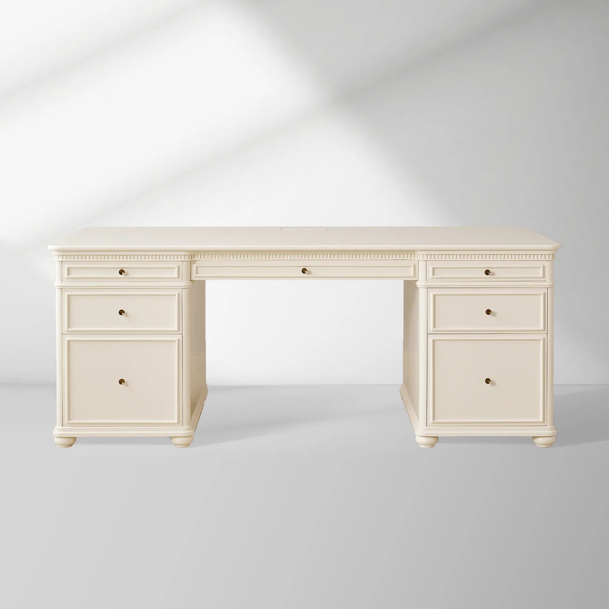 Carlisle Executive Desk with Storage Drawers and Shelving in Birch or White Oak