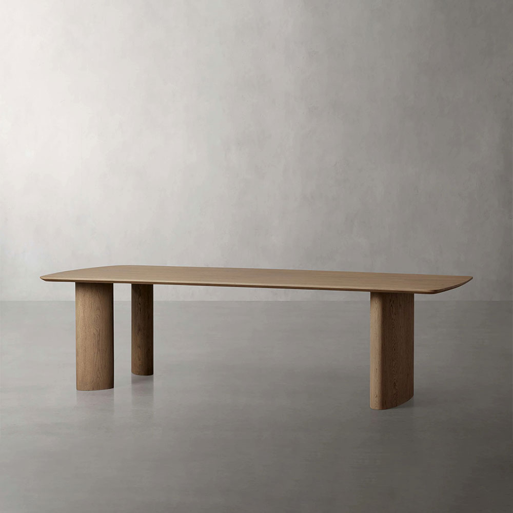 Theo Curved Dining Table Solid Oak Design with Sculptural Base