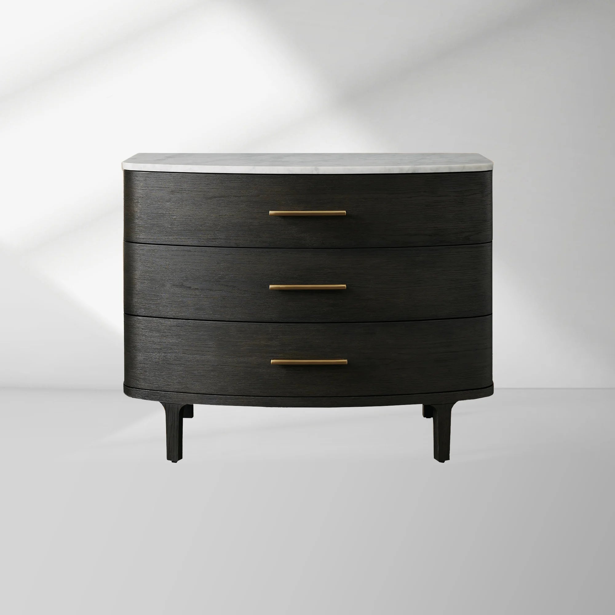 Danny Three-Drawer Chest in Oak with Marble Top and Soft-Close Drawers