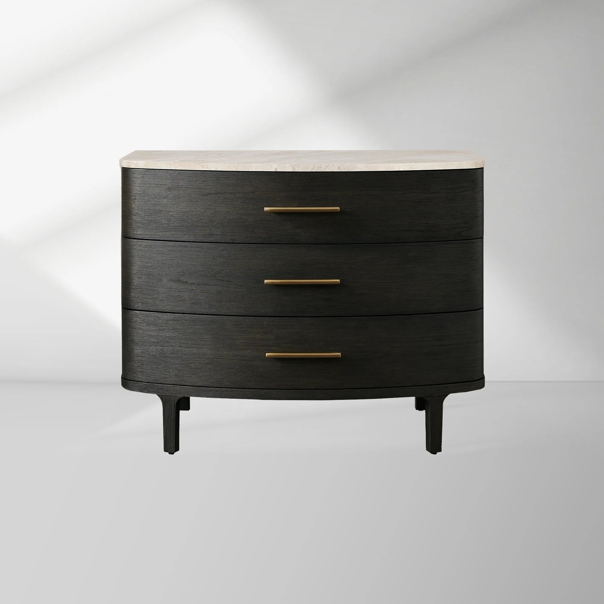 Danny Three-Drawer Chest in Oak with Marble Top and Soft-Close Drawers