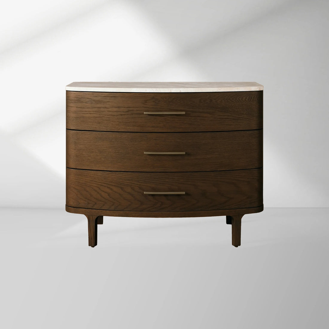 Danny Three-Drawer Chest in Oak with Marble Top and Soft-Close Drawers