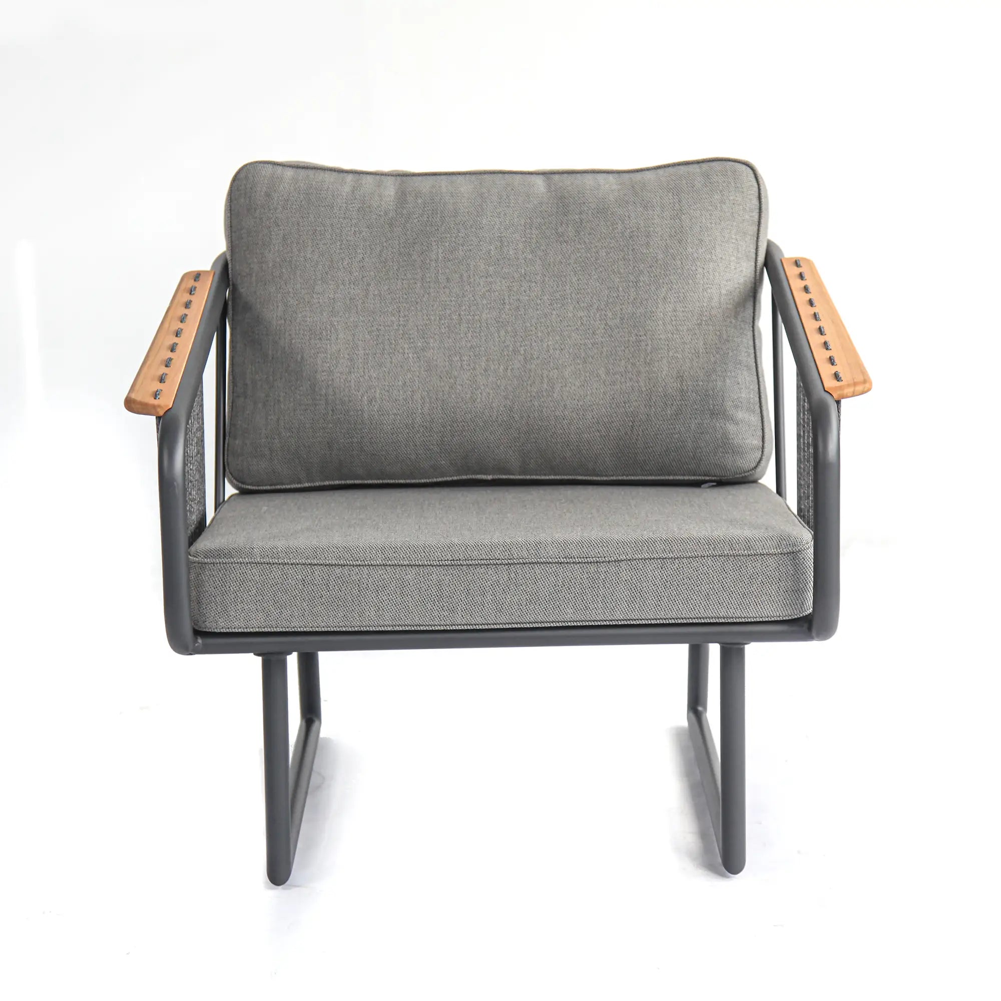 Fly Aluminum Outdoor Lounge Sofa with Rope Accents in Carbon Black