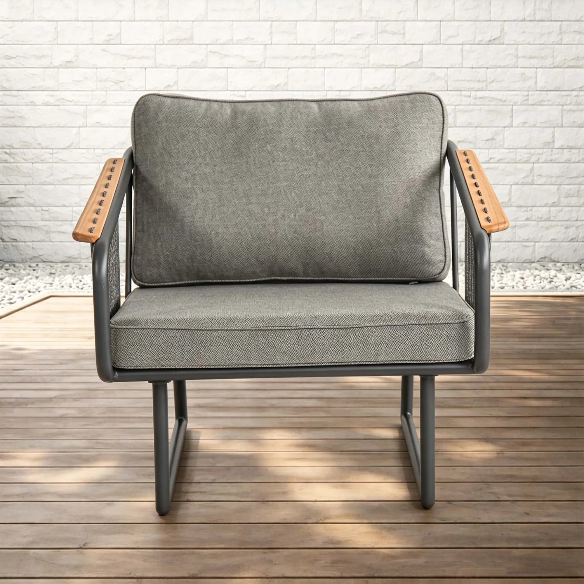 Fly Aluminum Outdoor Lounge Sofa with Rope Accents in Carbon Black