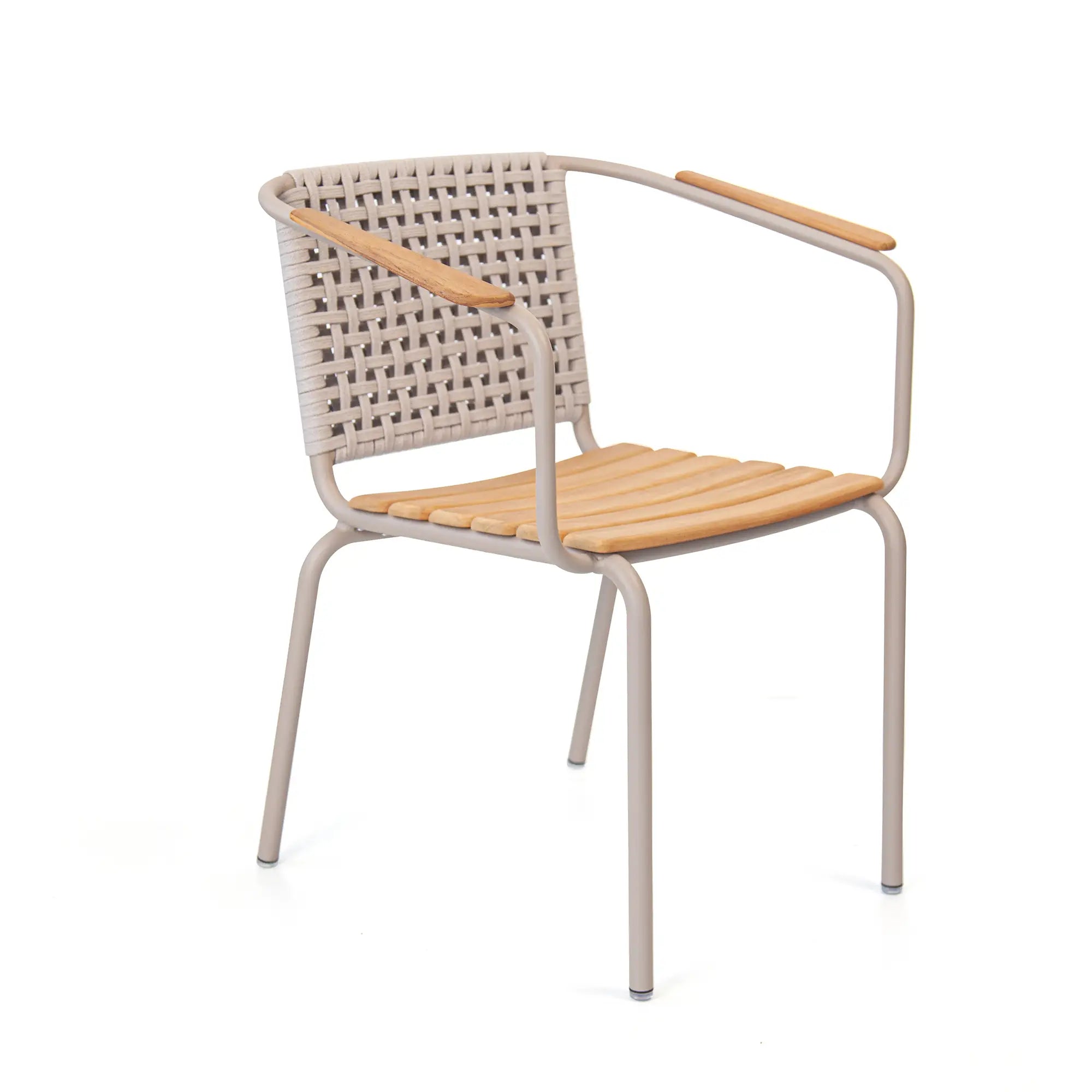 Fly Aluminum Outdoor Dining Chair with Handwoven Rope Back