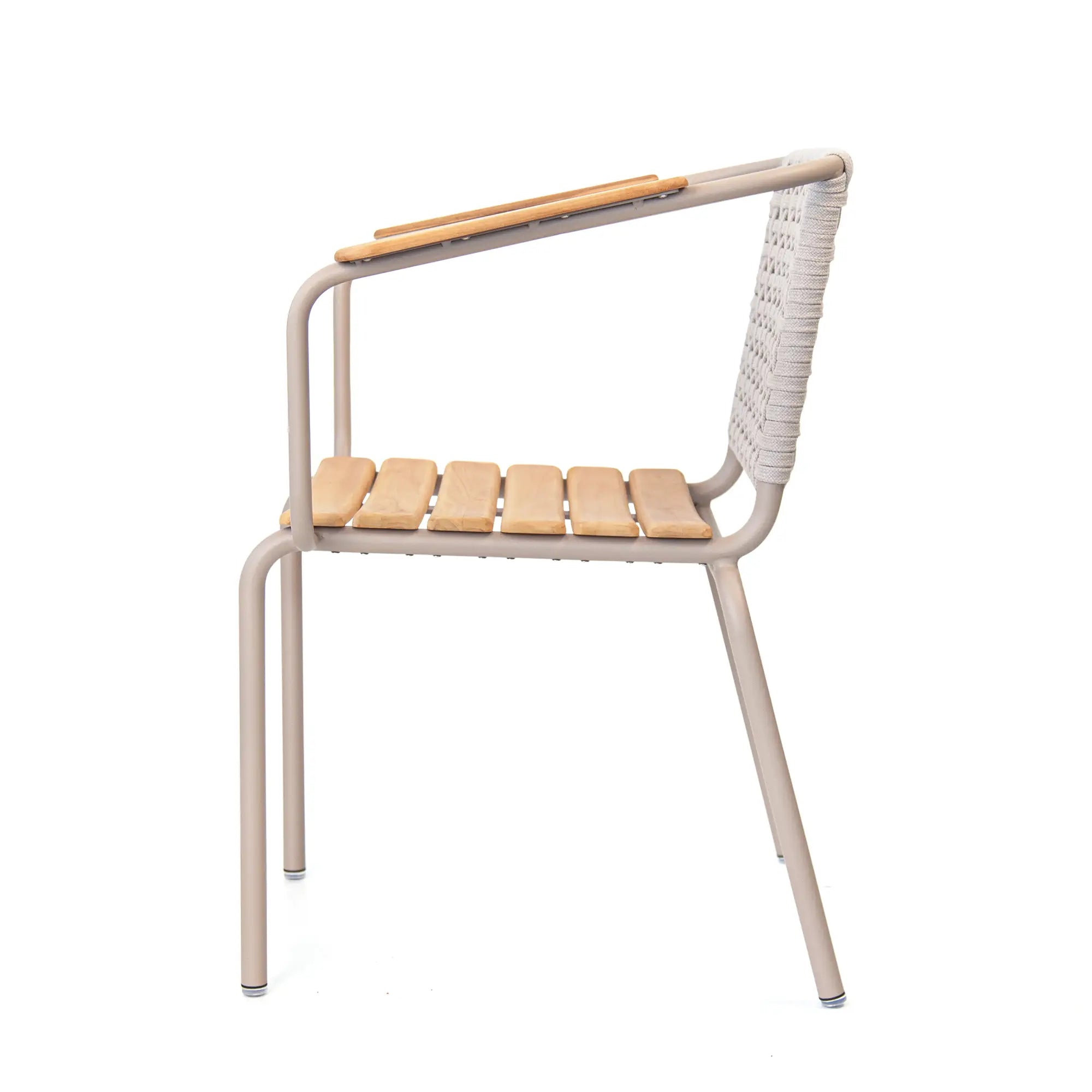 Fly Aluminum Outdoor Dining Chair with Handwoven Rope Back