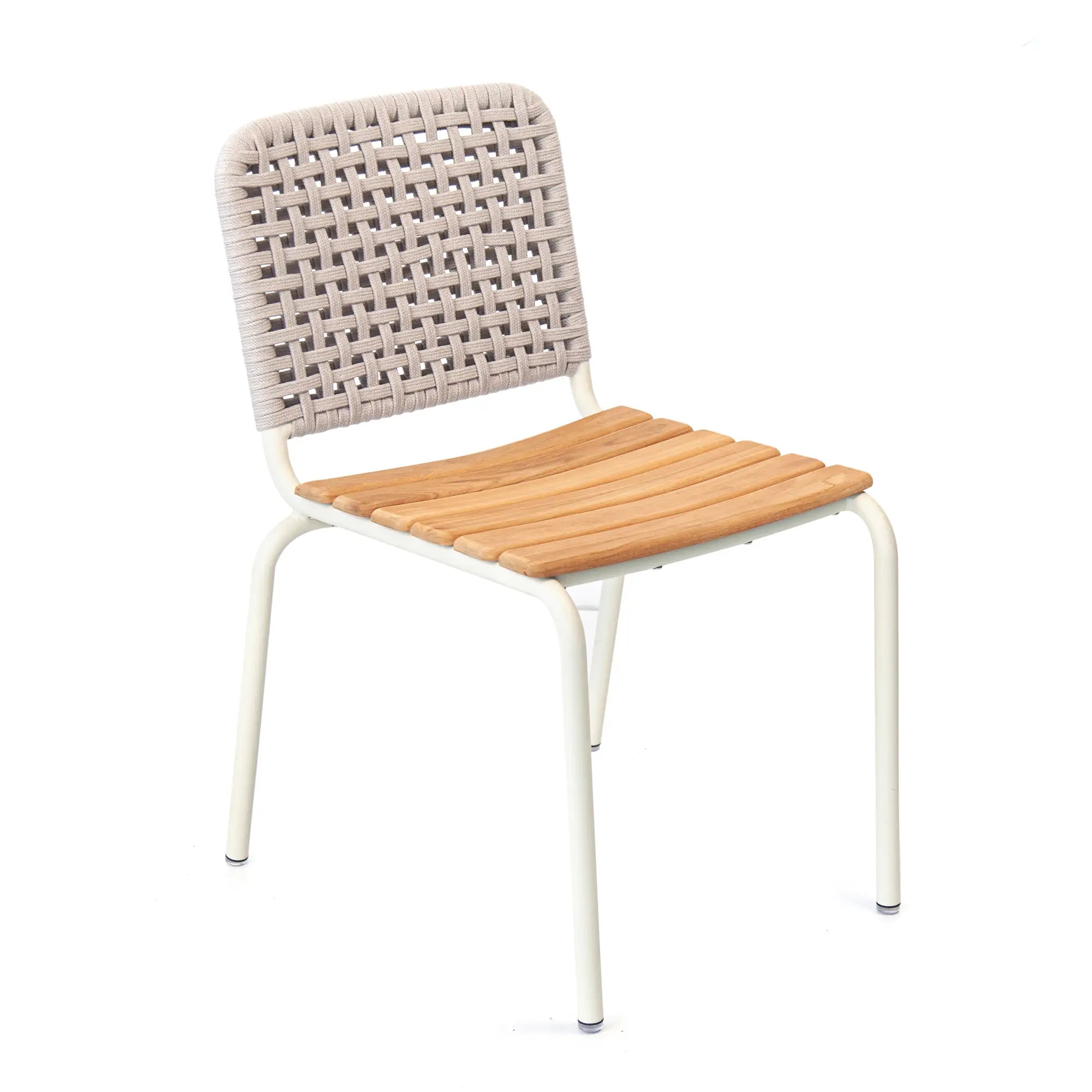 Fly Aluminum Outdoor Dining Chair with Handwoven Rope Back