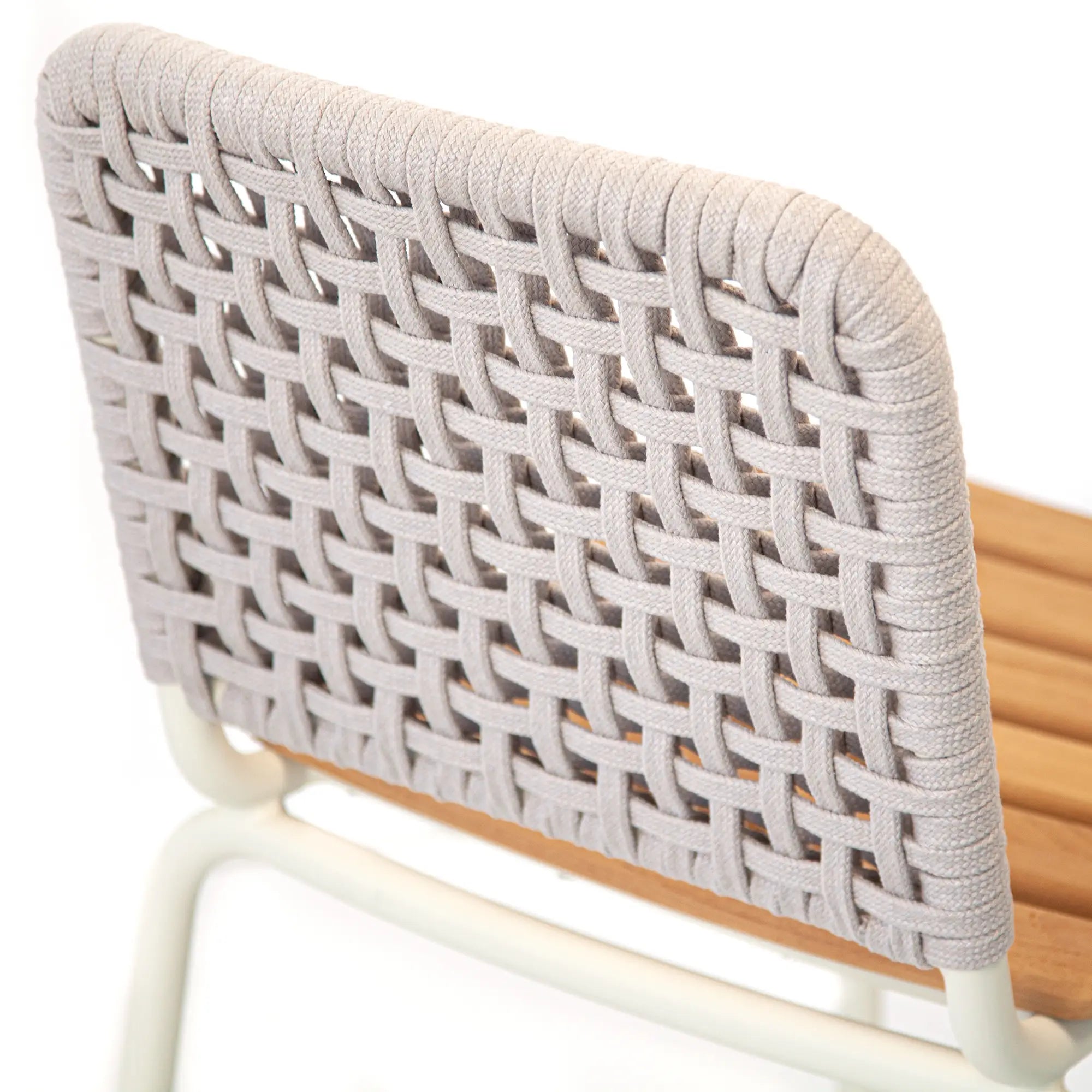 Fly Aluminum Outdoor Dining Chair with Handwoven Rope Back