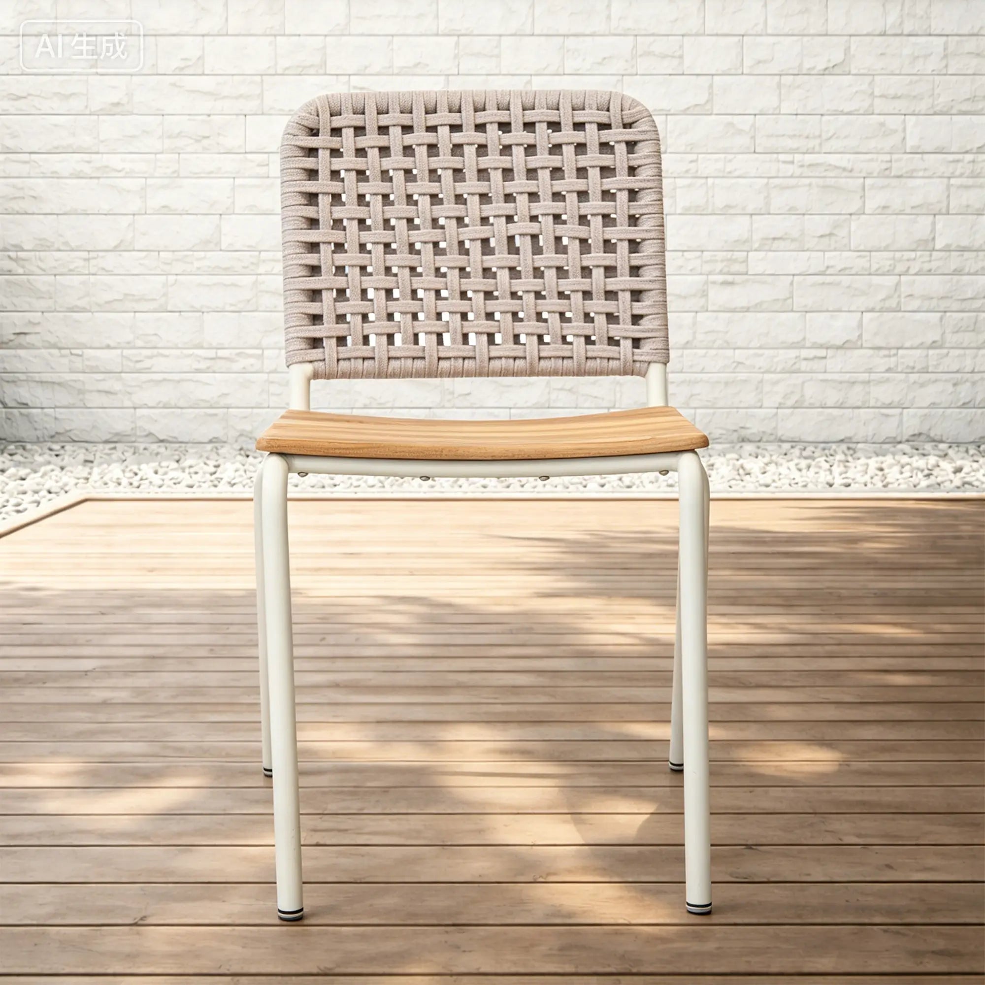 Fly Aluminum Outdoor Dining Chair with Handwoven Rope Back