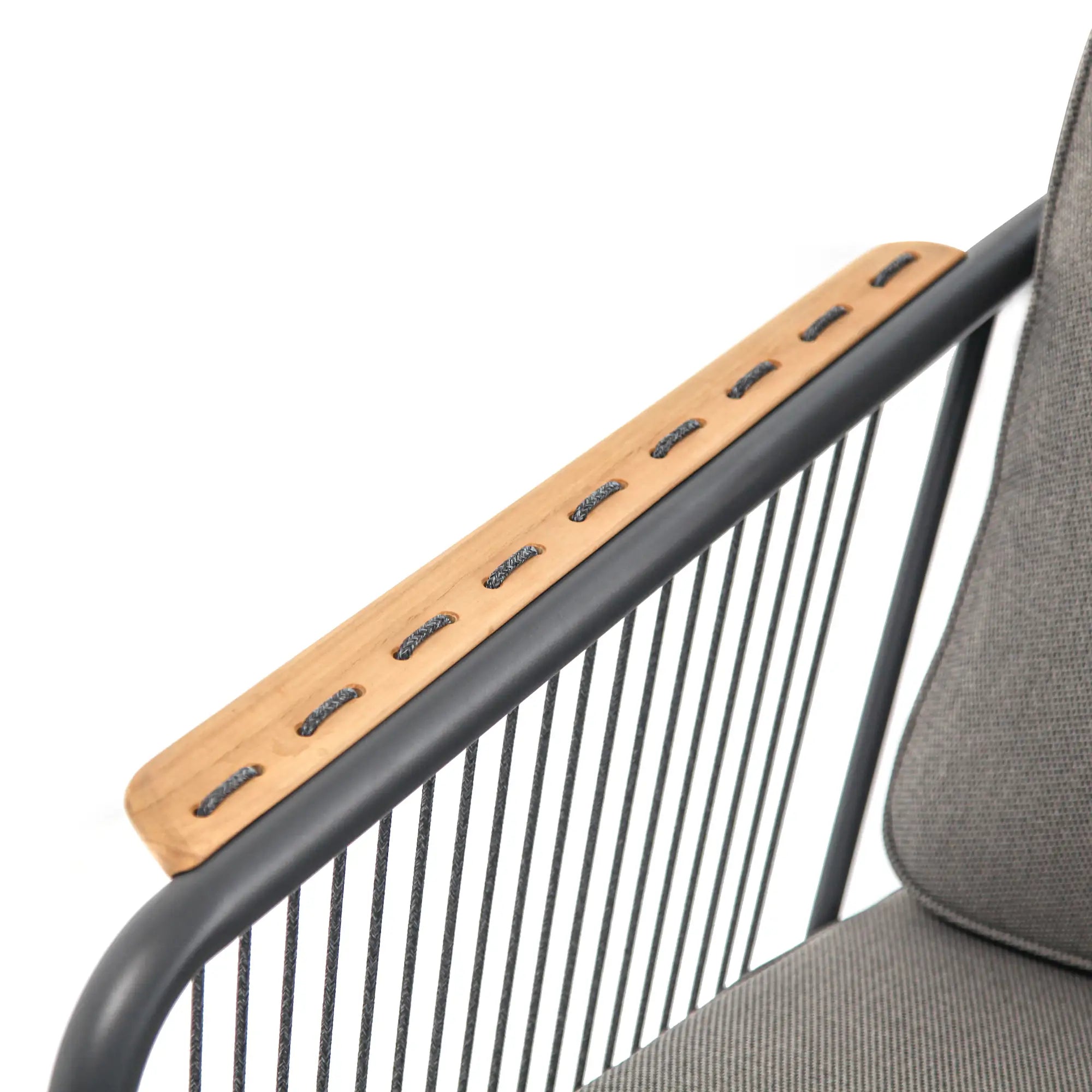 Fly Aluminum Outdoor Lounge Sofa with Rope Accents in Carbon Black