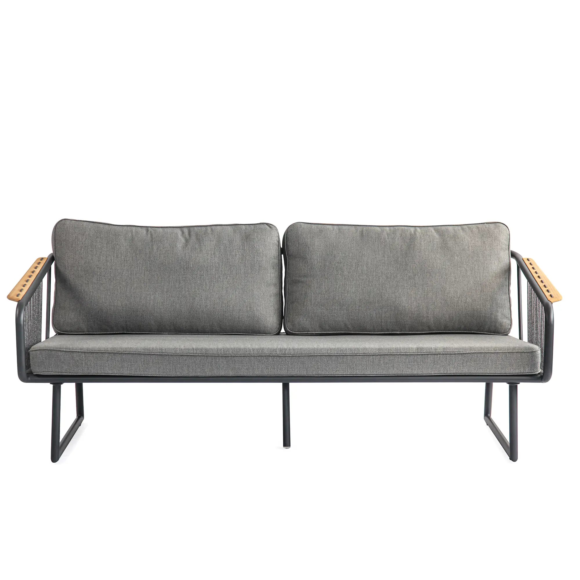Fly Aluminum Outdoor Lounge Sofa with Rope Accents in Carbon Black