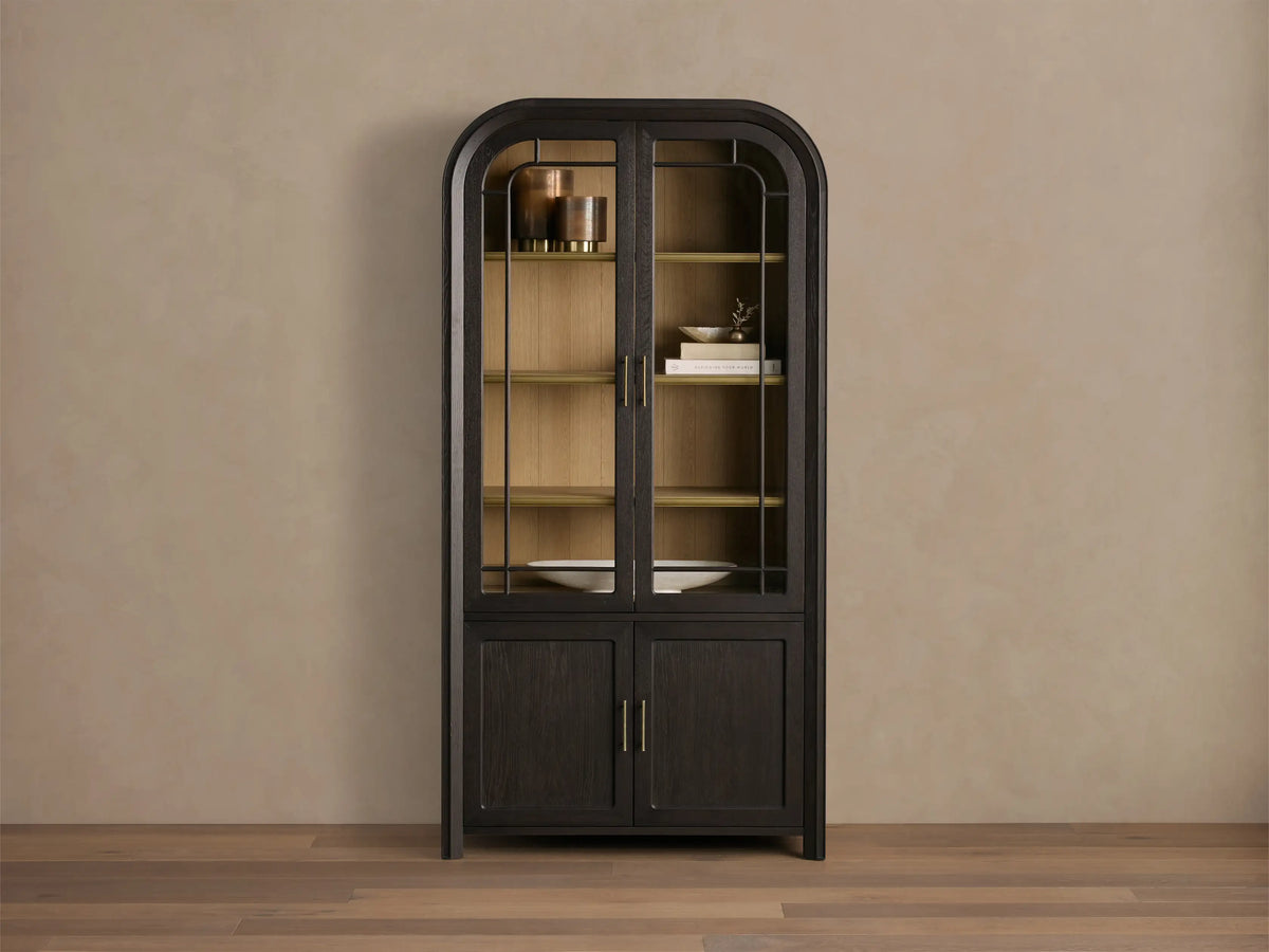 Gatlin Glass Display Cabinet Tall Dining Room Storage Cabinet