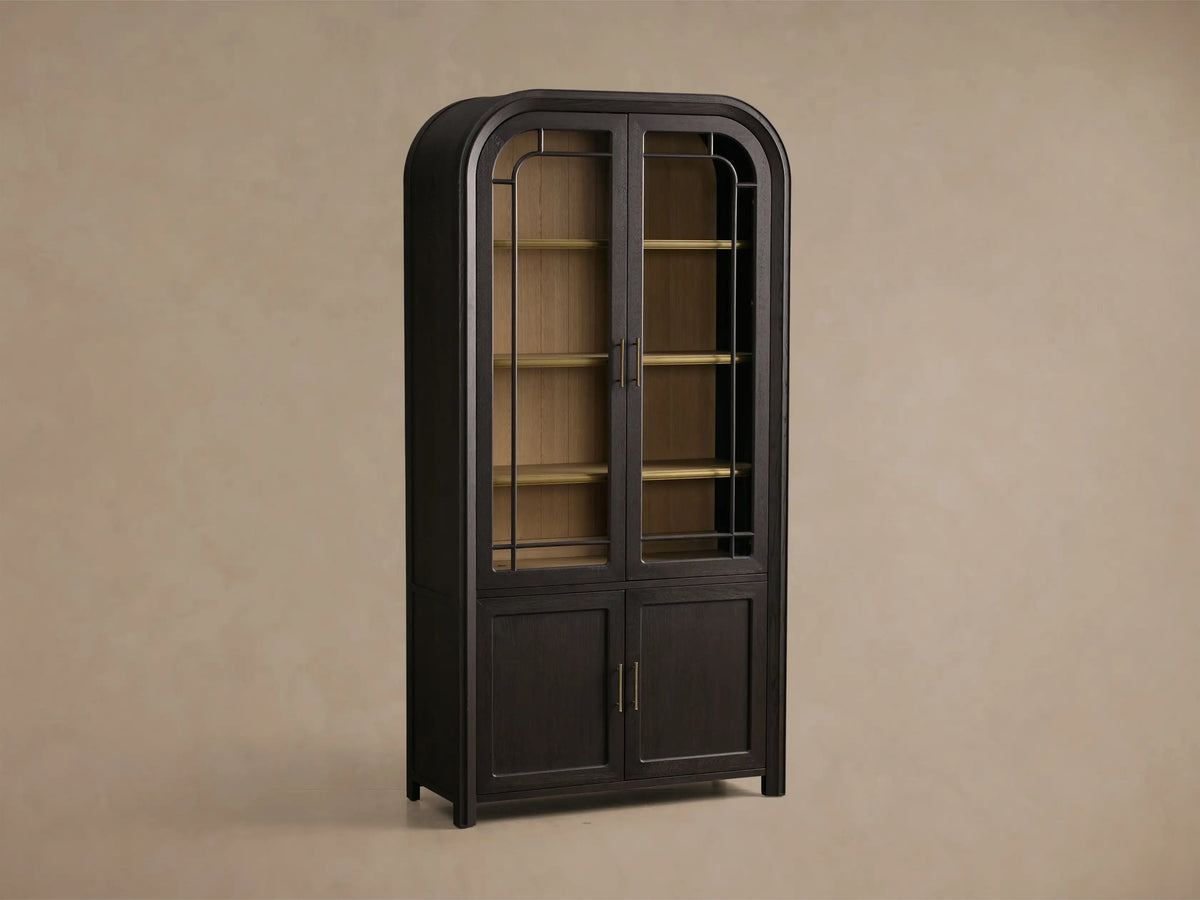 Gatlin Glass Display Cabinet Tall Dining Room Storage Cabinet