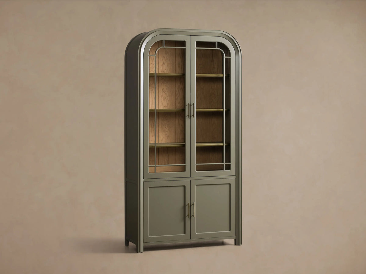 Gatlin Glass Display Cabinet Tall Dining Room Storage Cabinet
