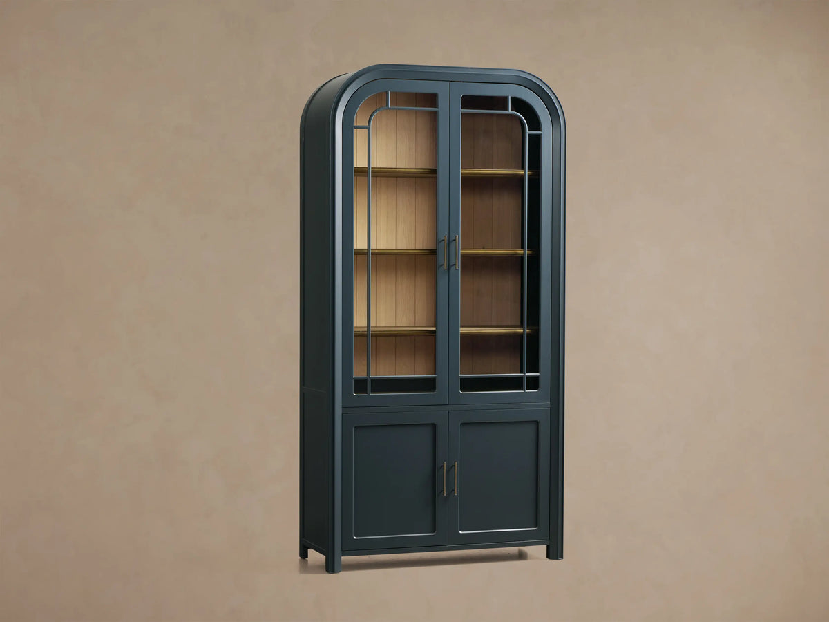 Gatlin Glass Display Cabinet Tall Dining Room Storage Cabinet