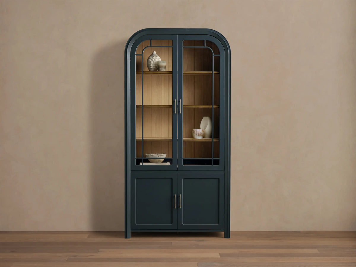 Gatlin Glass Display Cabinet Tall Dining Room Storage Cabinet