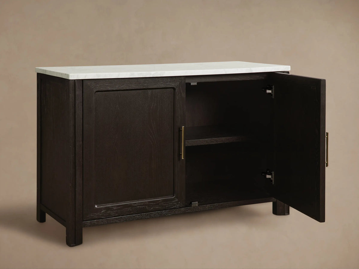 Gatlin Wood Accent Cabinet with Marble Top Entryway Storage
