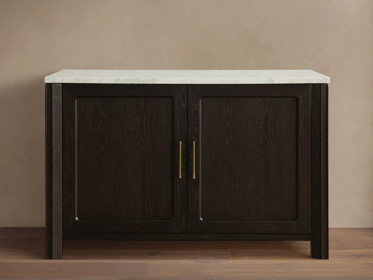 Gatlin Wood Accent Cabinet with Marble Top Entryway Storage