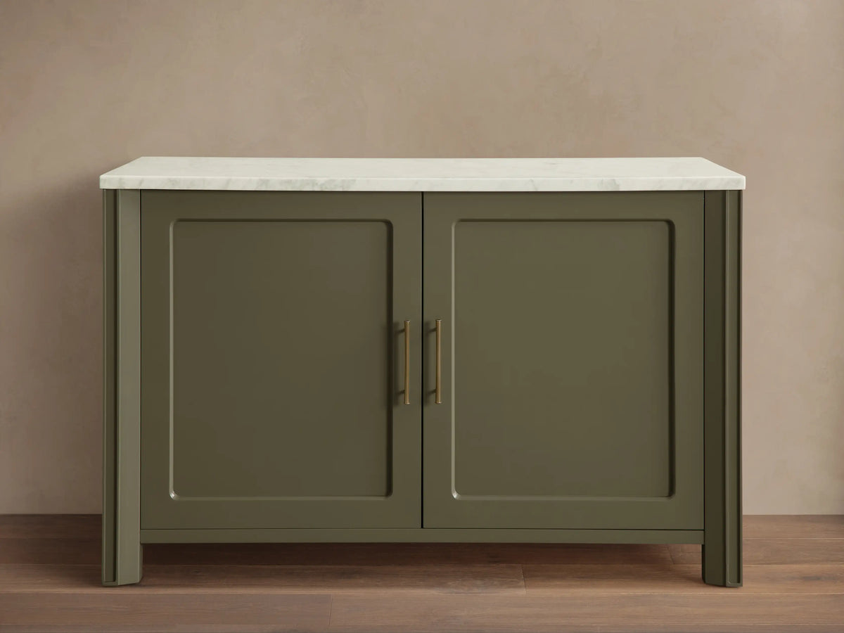 Gatlin Wood Accent Cabinet with Marble Top Entryway Storage