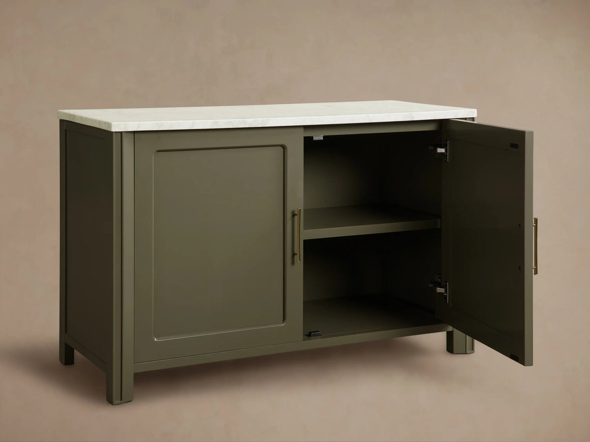 Gatlin Wood Accent Cabinet with Marble Top Entryway Storage