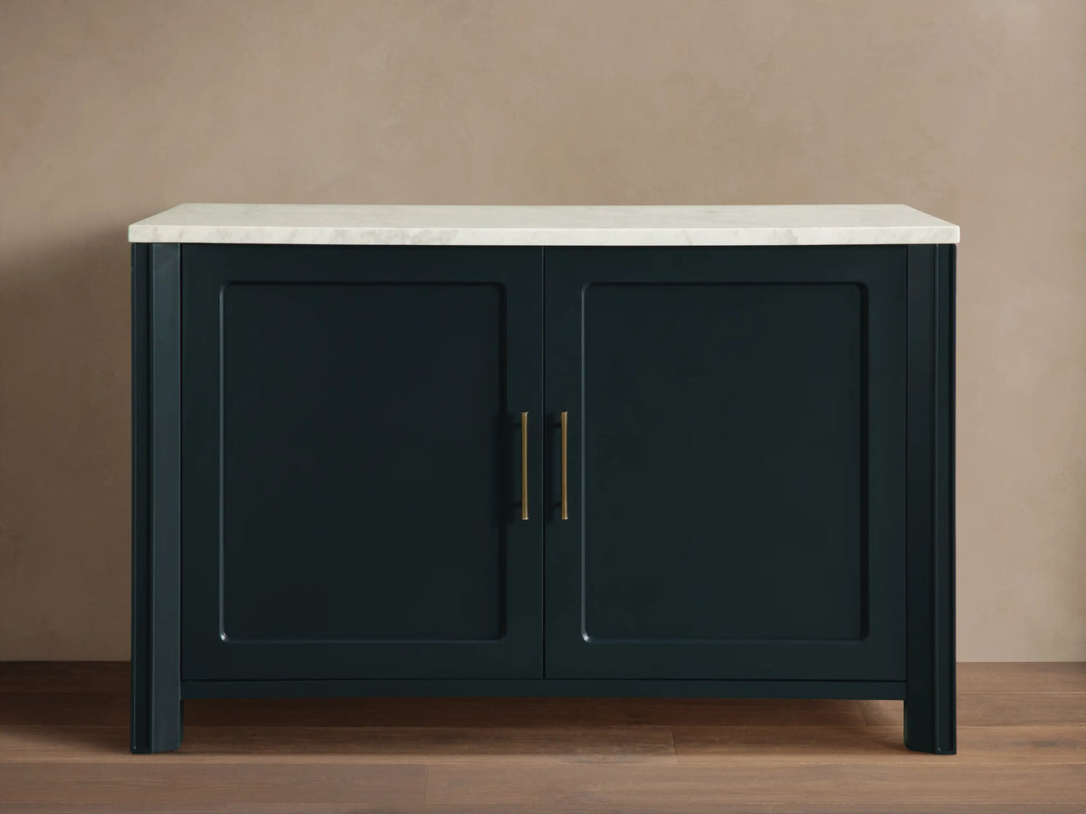 Gatlin Wood Accent Cabinet with Marble Top Entryway Storage