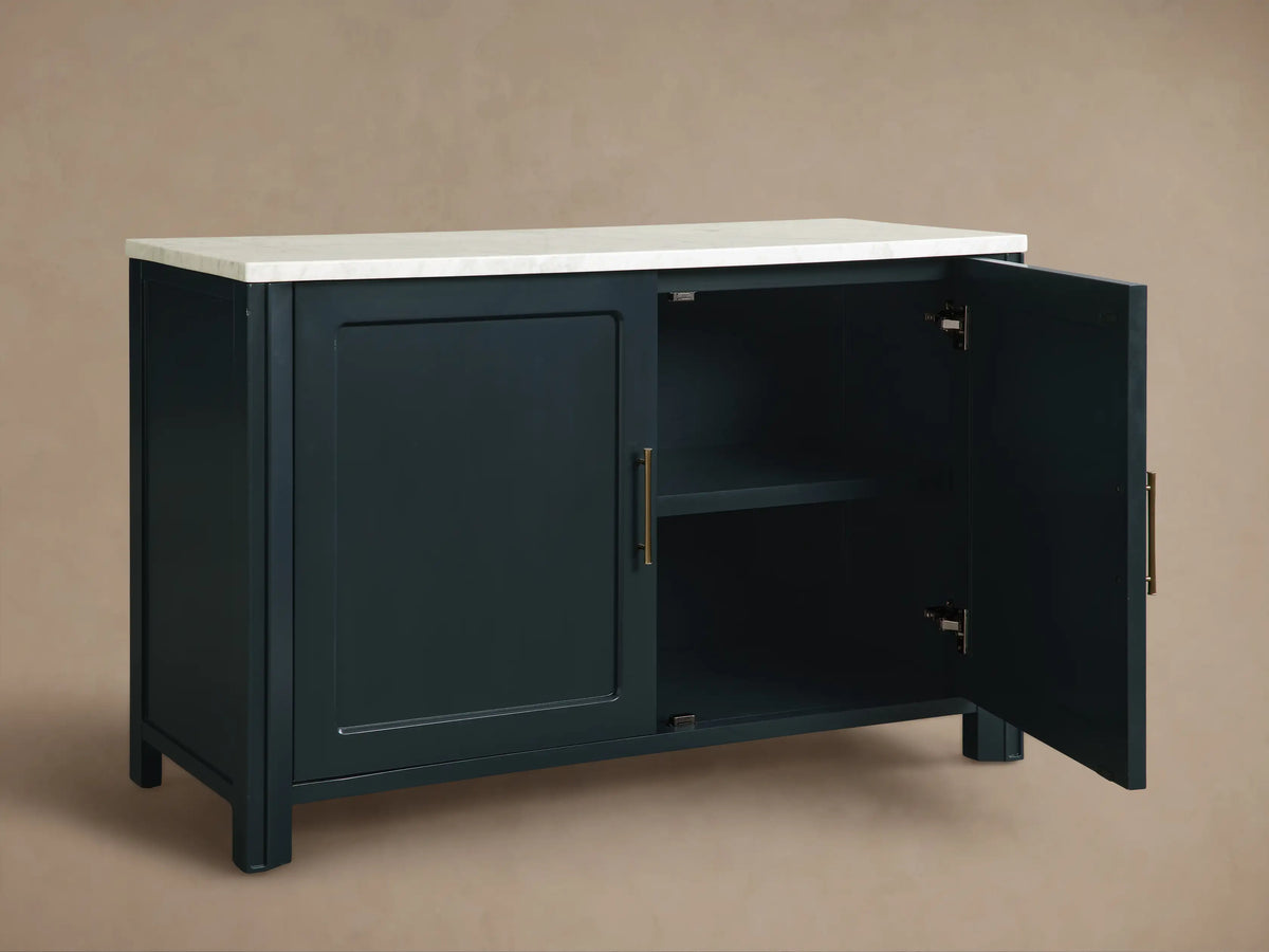 Gatlin Wood Accent Cabinet with Marble Top Entryway Storage