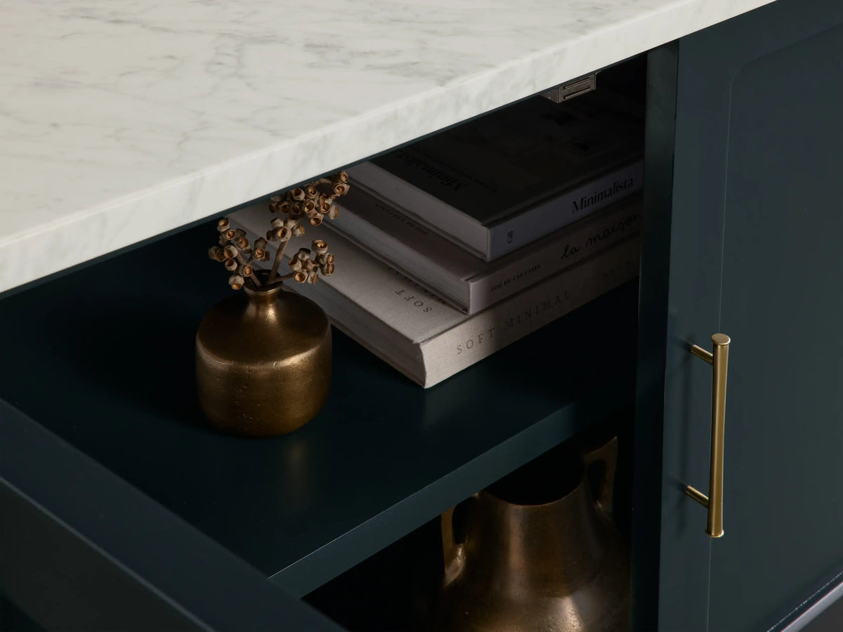 Gatlin Wood Accent Cabinet with Marble Top Entryway Storage