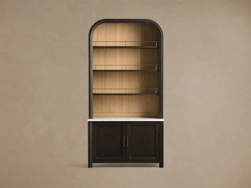 Gatlin Wood Hutch Cabinet with Marble Top Kitchen Dining Room Storage