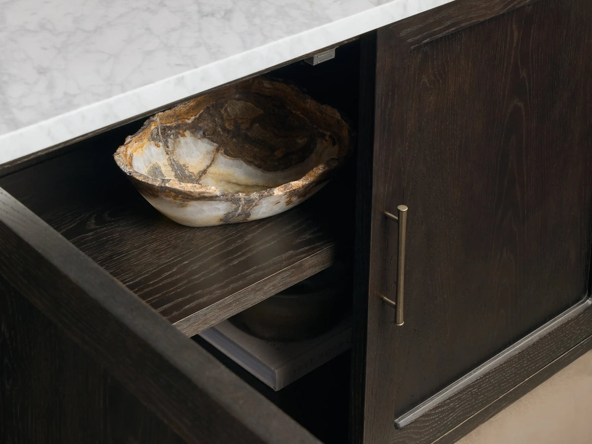 Gatlin Wood Hutch Cabinet with Marble Top Kitchen Dining Room Storage
