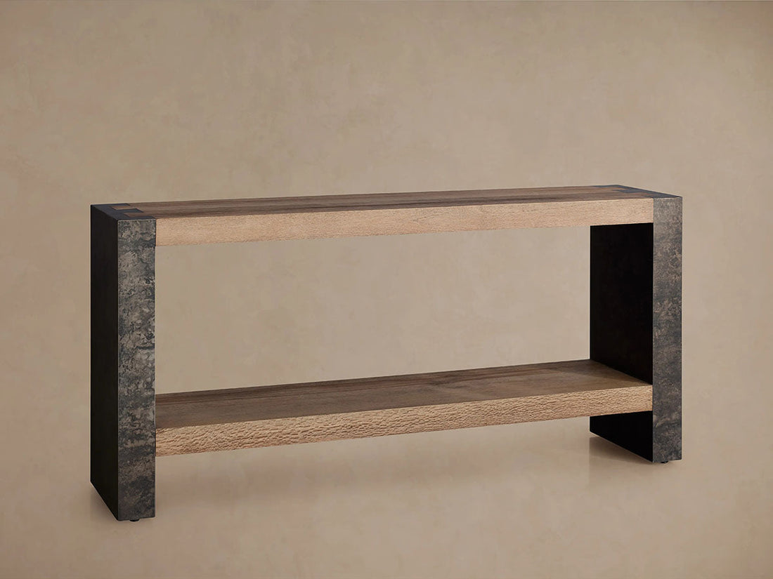 Telluride Entryway Console Table Reclaimed Oak Hallway Entrance Table With Steel Base