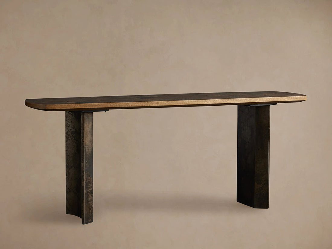Polanco Ash Entrance Console Wood Hallway Entryway Table With Steel Base