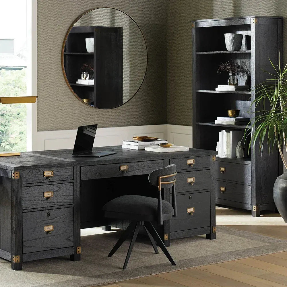 Telegraph Solid Wood Office Bookcase Hand-Distressed Tall Cabinets