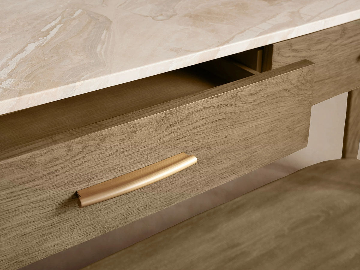 Danny Marble Top Entryway  Console Table Wtih Storage Drawers Oak Wood Hallway Entrance Table