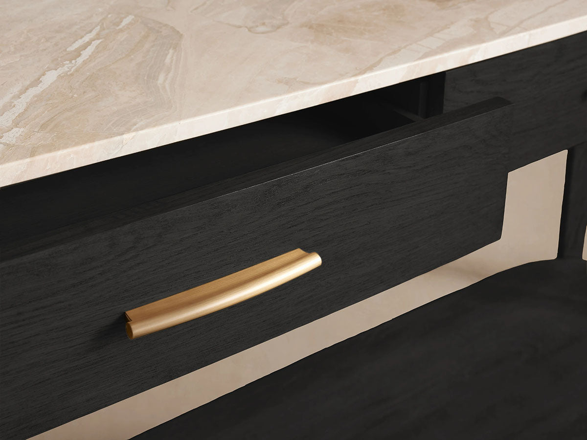 Danny Marble Top Entryway  Console Table Wtih Storage Drawers Oak Wood Hallway Entrance Table
