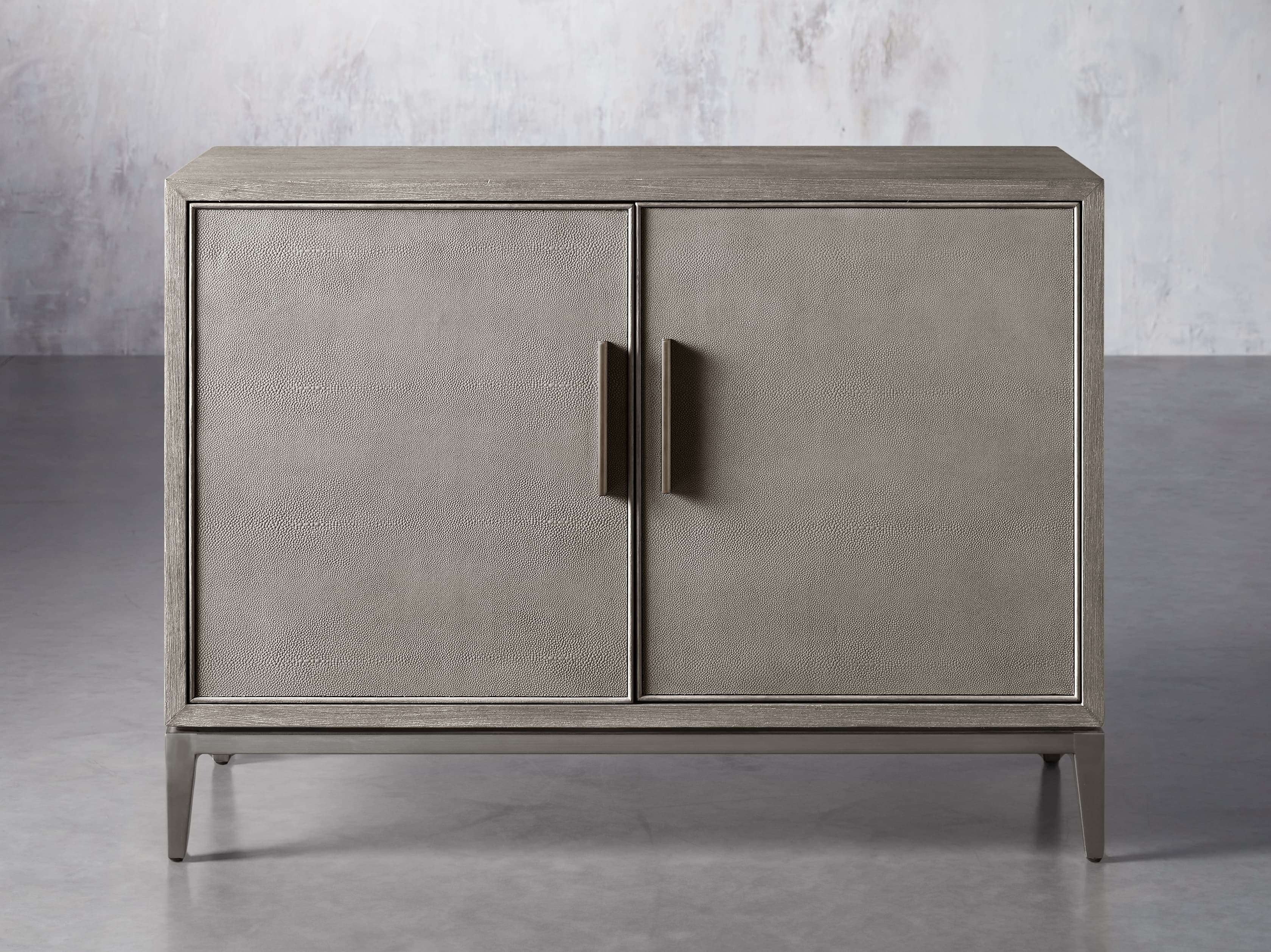 Malone Two-Door Wood Buffet Cabinet Sideboard With Leather Accents