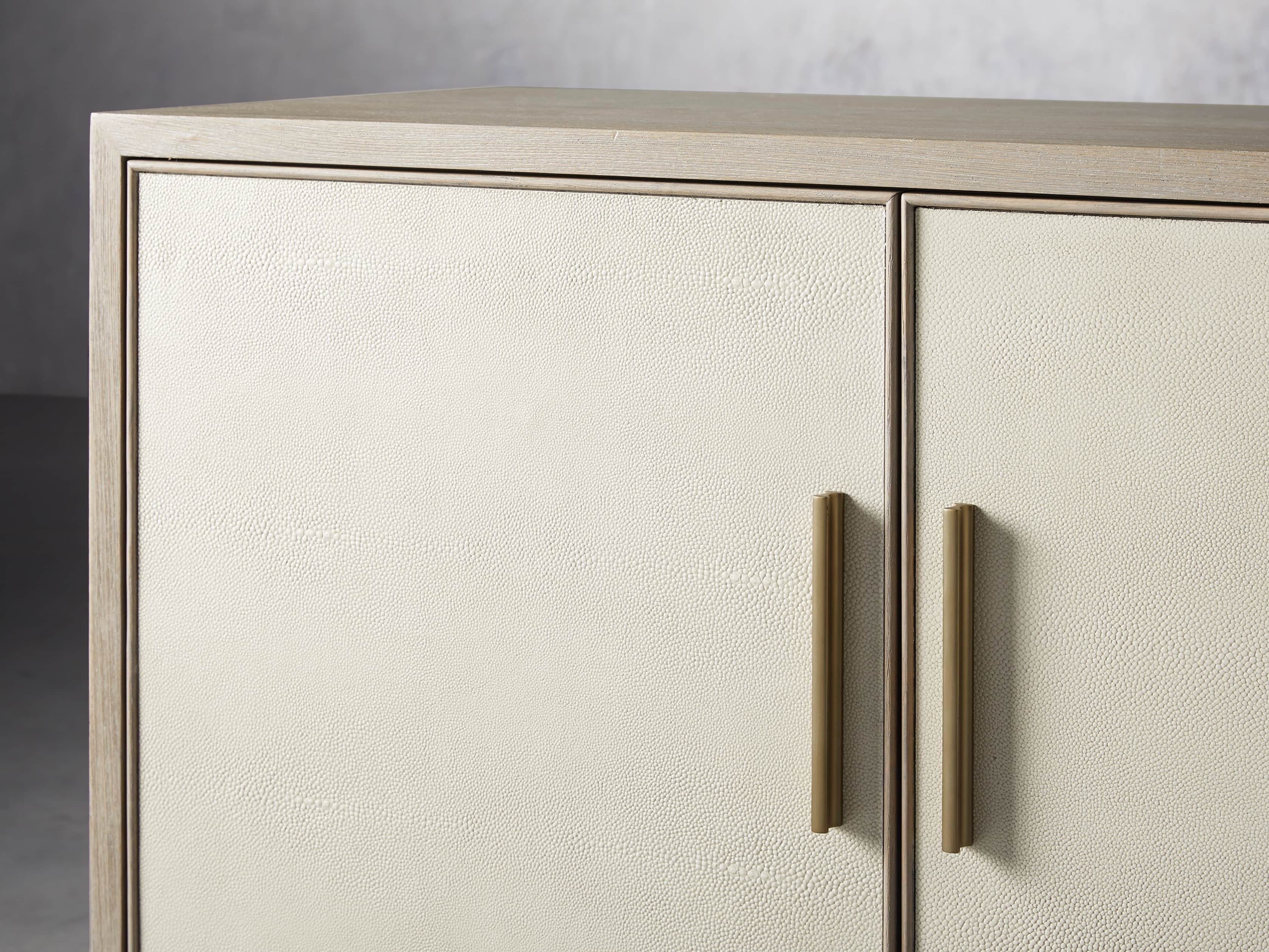Malone Two-Door Wood Buffet Cabinet Sideboard With Leather Accents