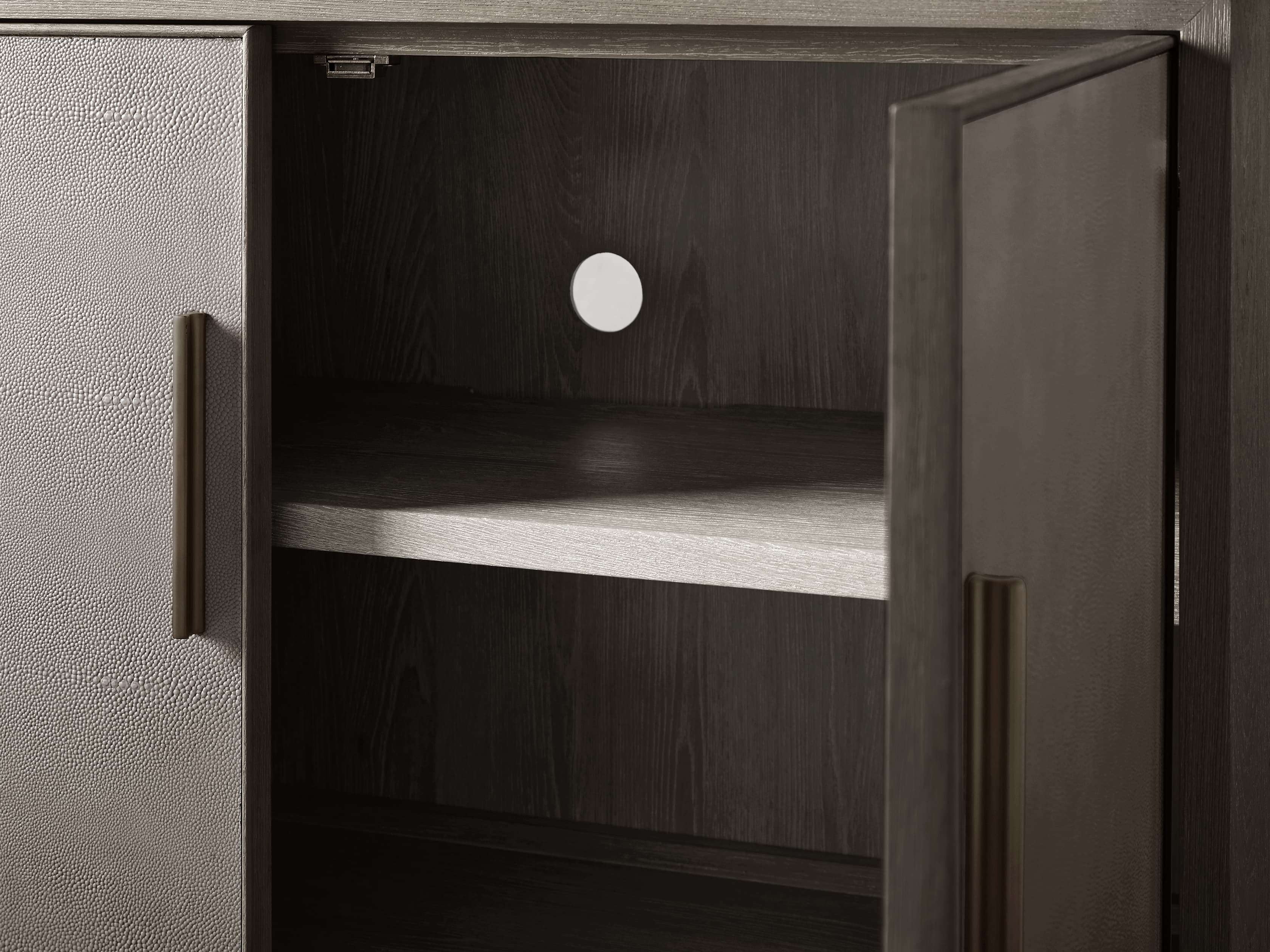 Malone Two-Door Wood Buffet Cabinet Sideboard With Leather Accents