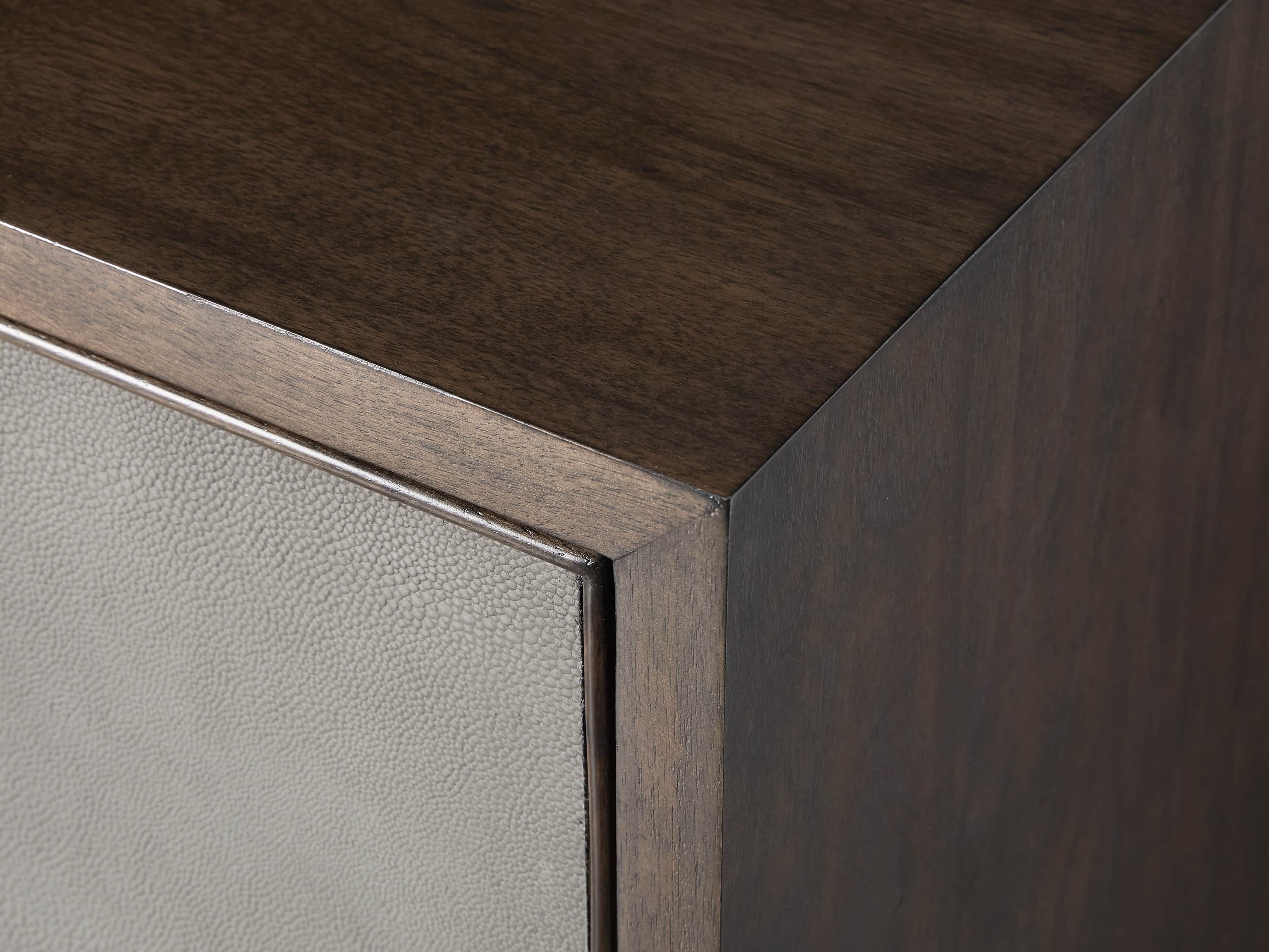 Malone Two-Door Wood Buffet Cabinet Sideboard With Leather Accents