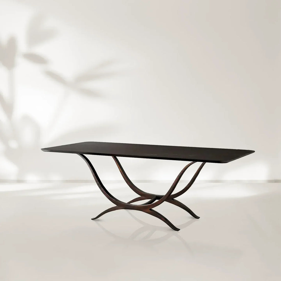 Chorda 84" Rectangular Dining Table Iron Base, Stoneware Tabletop