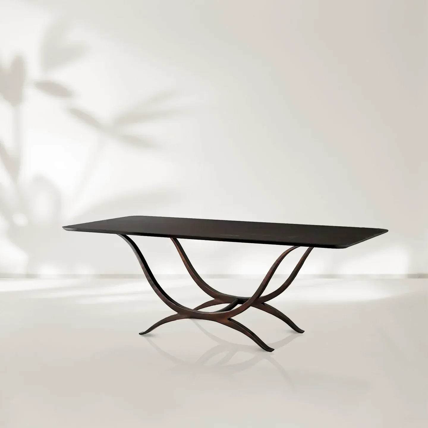 Chorda 84" Rectangular Dining Table Iron Base, Stoneware Tabletop