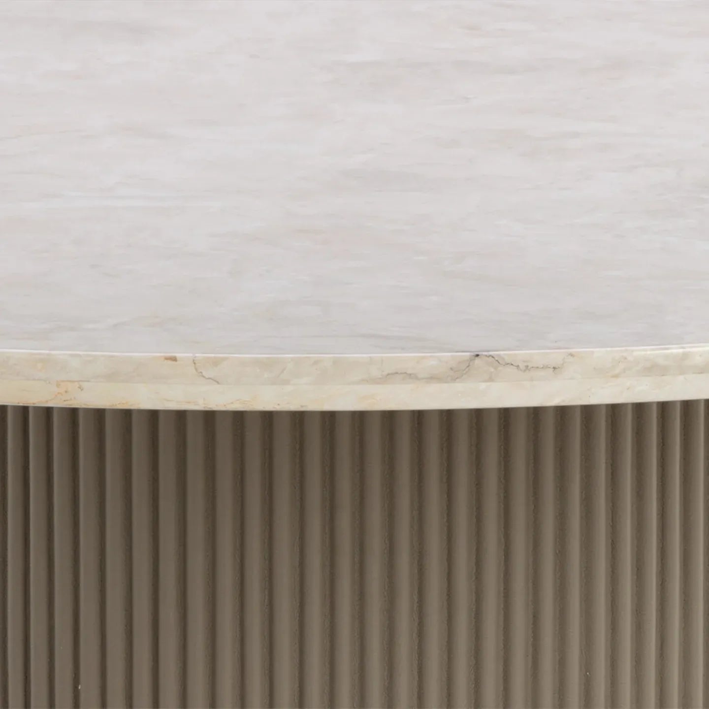 Canodi Marble Top Dining Table with Wood Fluted Base