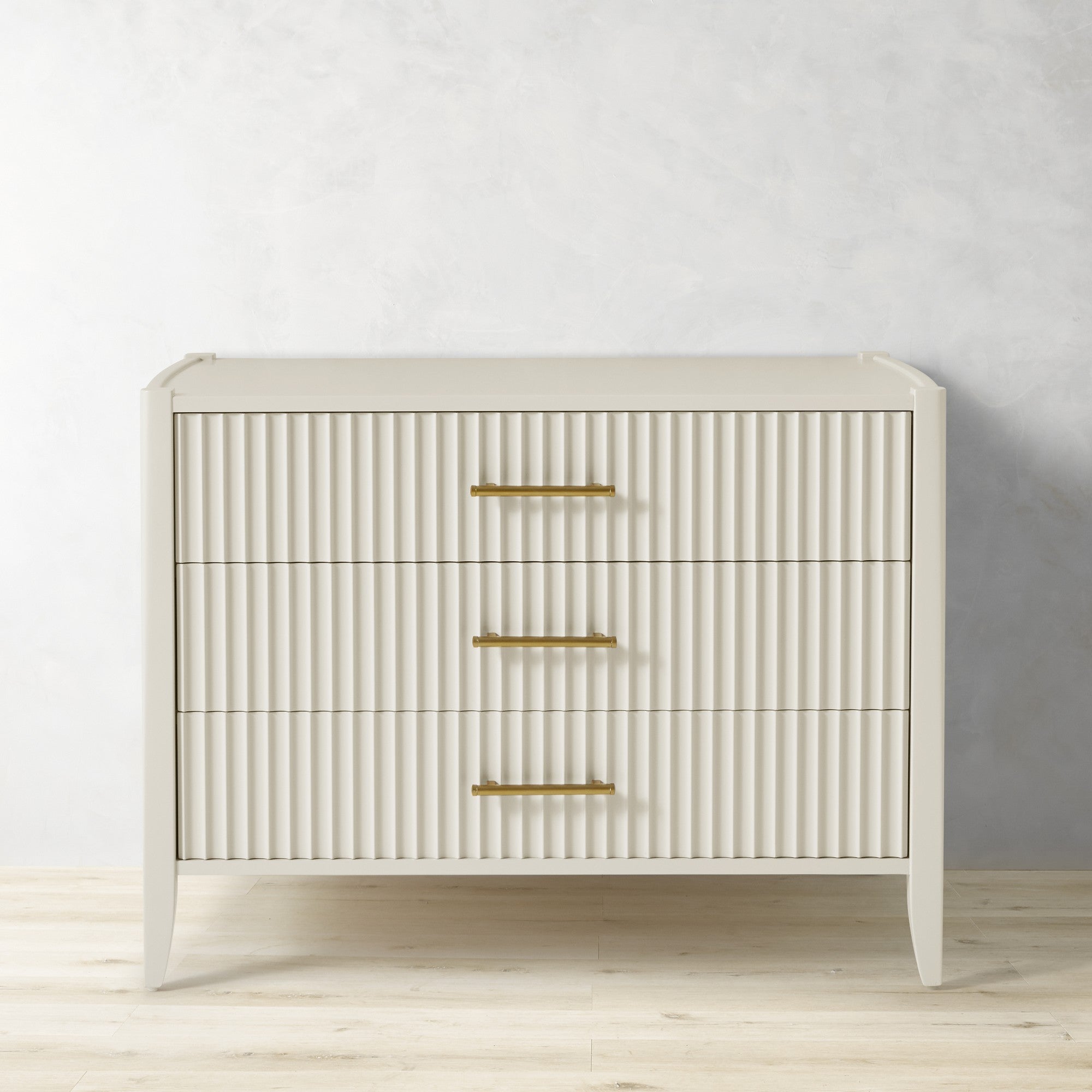 Louis 3-Drawer Fluted Nightstand Wood Bedside Storage Cabinet