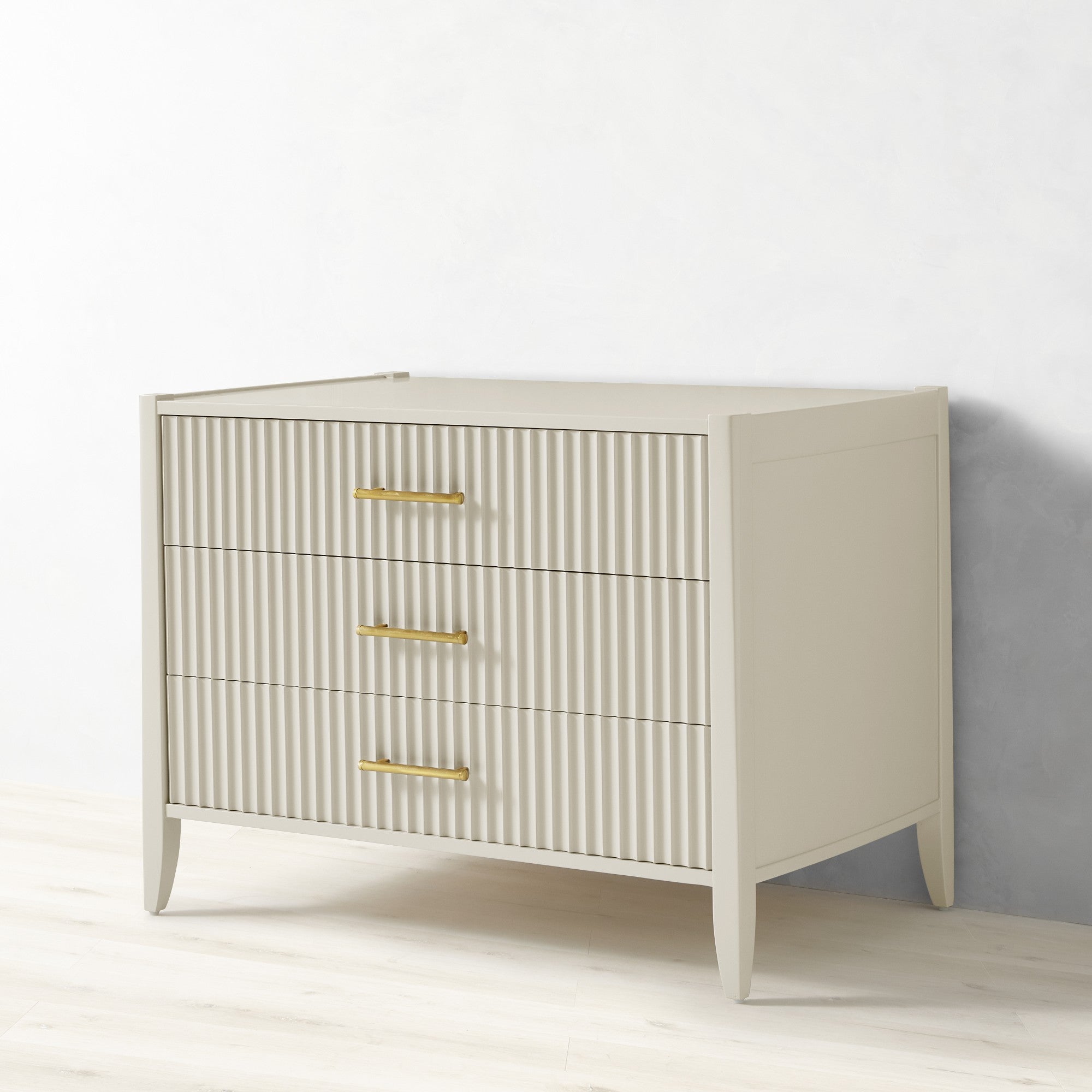 Louis 3-Drawer Fluted Nightstand Wood Bedside Storage Cabinet