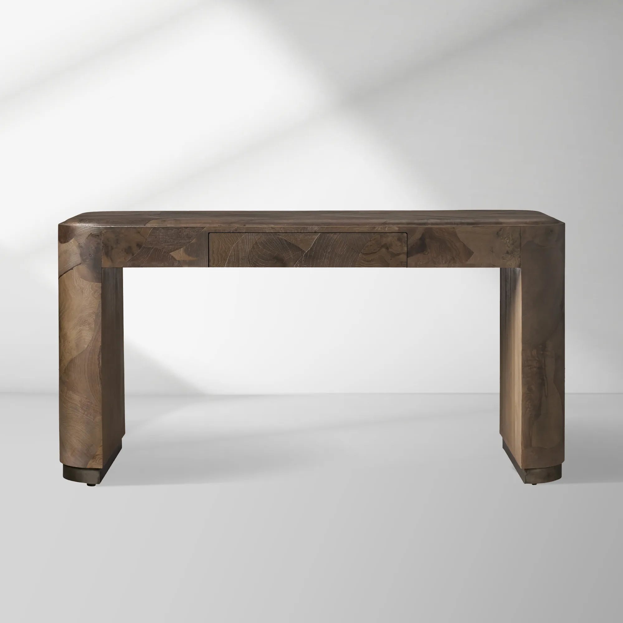 Polanco Writing Desk in Mexican Ash Burl with Soft-Close Drawer