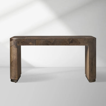 Polanco Writing Desk in Mexican Ash Burl with Soft-Close Drawer