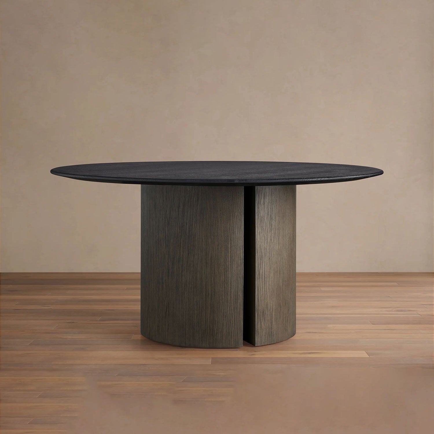 Saint Germain Round Oak Dining Table with Wood Dauphine Base