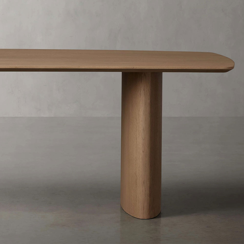 Theo Curved Dining Table Solid Oak Design with Sculptural Base