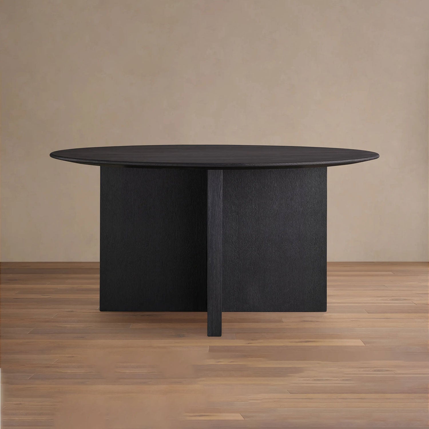 Saint Germain Round Oak Wood Dining Table with Clement Base