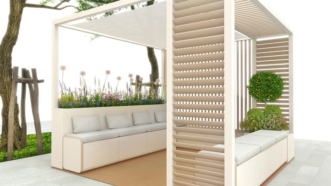Sunroom Aluminum Outdoor Pavilion Lounge Set in Cream Sand