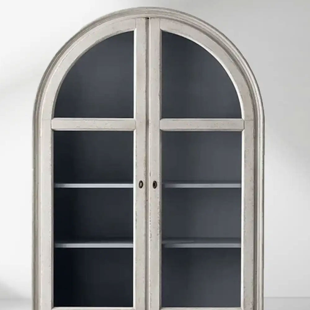 Giotto Antique Tall Display Cabinet Wood Side Storage Cabinet Bookcase with Glass Doors