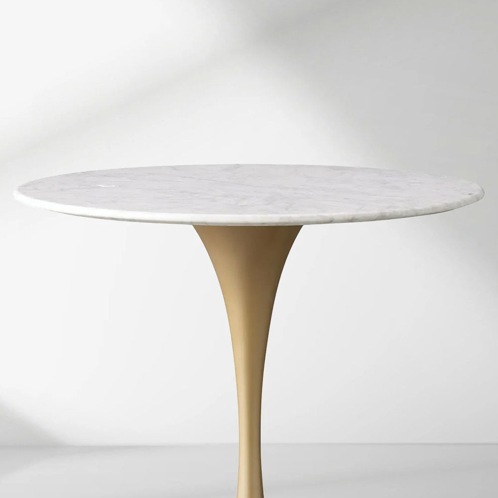 Saint Germain Tavern Small Dining Table Marble Top with Steel Base